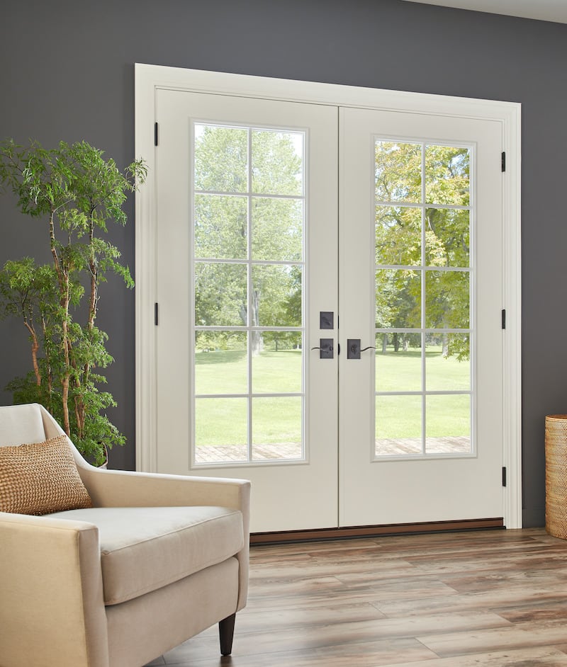 French rail door in a living room