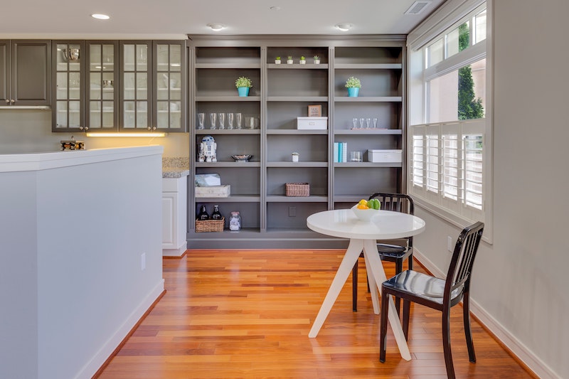 kitchen nook with shelving