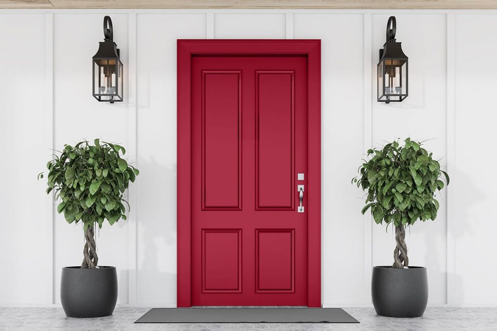white house with red door